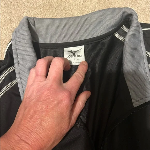 Mizuno Black Track Suit Set Men’s Large Athletic Jacket & Pants Warm Up Jogger! - Picture 7 of 7